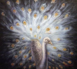 Reproduction oil paintings - Our Originals - A Magnificent White Peacock