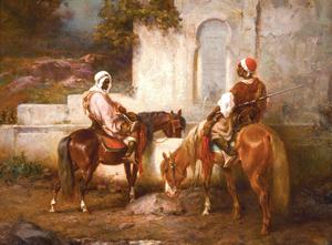 Adolf Schreyer, Horses at the Well, Art Reproduction