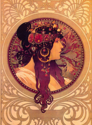 Famous paintings of Vintage Posters: Byzantine Heads, Brunette, 1897