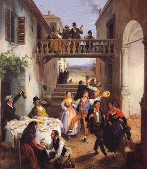 Reproduction oil paintings - Angelo Inganni - Wedding Party in a Courtyard