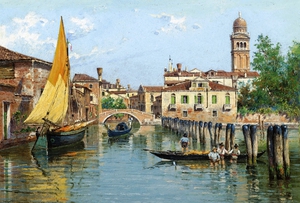 Reproduction oil paintings - Antonietta Brandeis - Gondolas on a Canal in Venice