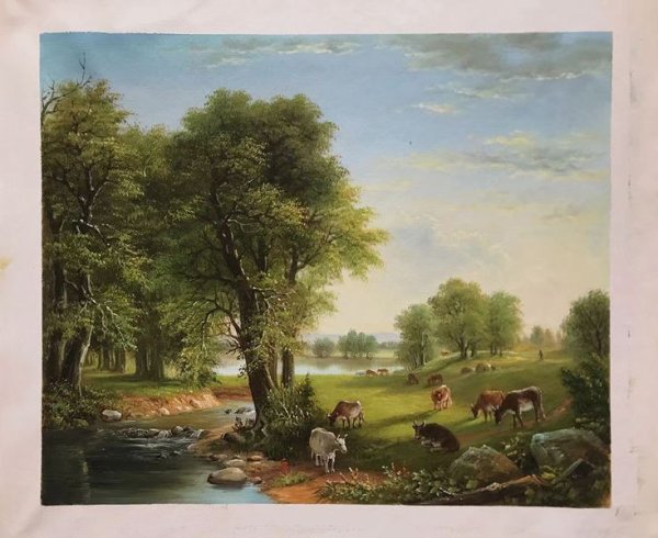 Babbling Brook. The painting by Asher Brown Durand
