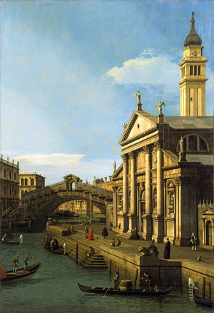 Reproduction oil paintings - Canaletto - Capriccio, the Rialto Bridge and The Church of S. Giorgio Maggiore