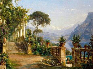 A Lodge on Lake Como Oil Painting by Carl Frederic Aagaard - Best Seller
