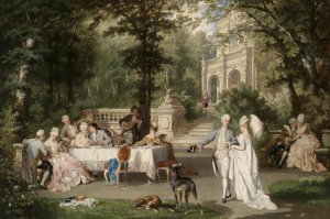 Reproduction oil paintings - Carl Schweninger, Jr. - Galante Society in the Castle Park