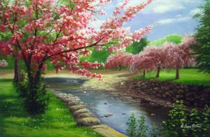 Cherry Blossoms In Spring Oil Painting by Our Originals - Best Seller
