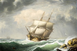 Reproduction oil paintings - Fitz Hugh Lane - Brig Off the Maine Coast