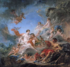 Francois Boucher, A View of Vulcan Presenting Venus with Arms for Aeneas, Painting on canvas