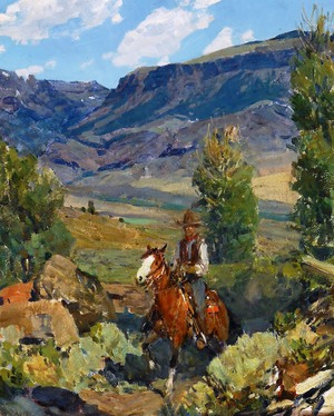 Reproduction oil paintings - Frank Tenney Johnson - North Fork, Shoshone River, Wyoming