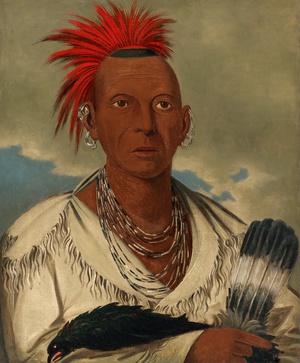 George Catlin, Black Hawk, Prominent Sauk Chief, Sauk and Fox, Painting on canvas