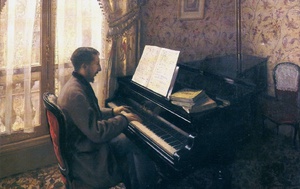 Reproduction oil paintings - Gustave Caillebotte - A Young Man Playing the Piano
