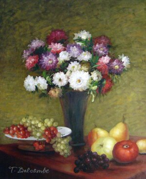 Reproduction oil paintings - Henri Fantin-Latour - Asters And Fruit On A Table