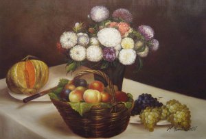 Reproduction oil paintings - Henri Fantin-Latour - Flowers And Fruit, A Melon