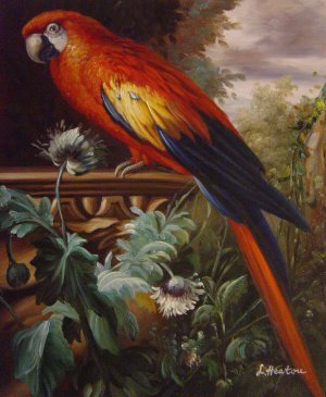A Scarlet Macaw In A Landscape Art Reproduction