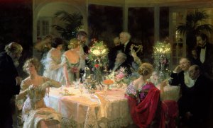 Reproduction oil paintings - Jules Alexandre Grun - A Dinner Party, 1913