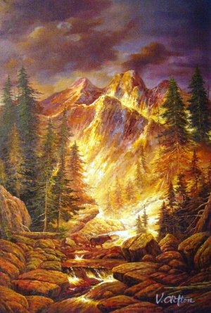 Reproduction oil paintings - L. Jacobsen - Deer In The Canyon