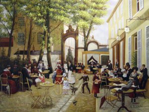 Famous paintings of Cafe Dining: At The Terrace Of The Glacier Cafe, Stanislas Place At Nancy