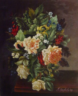 Reproduction oil paintings - Otto Didrik Ottesen - Still Life With Yellow Roses And Freesia