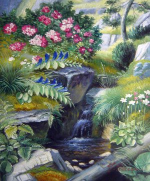 Reproduction oil paintings - Otto Didrik Ottesen - The Alpine Flowers By A Stream