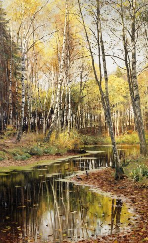 Peder Mork Monsted, Autumn in the Birchwood, 1903, Painting on canvas