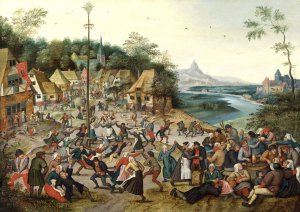 A Village Kermesse and Peasants Dancing Round a Maypole Art Reproduction