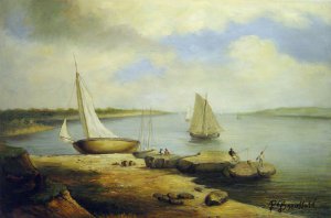 View On The Delaware, Thomas Birch, Art Paintings