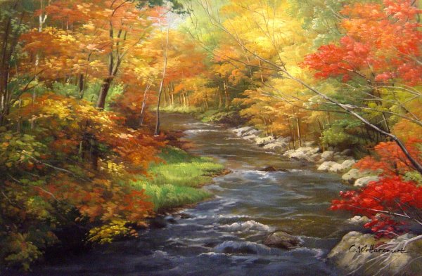 A Beautiful Autumn Stream. The painting by Our Originals