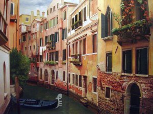 A Beautiful Morning In Calle, Venice - Our Originals - Hot Deals on Oil Paintings