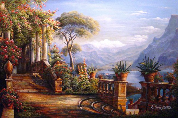 A Breathtaking Spring Day At The Lodge On Lake Cuomo. The painting by Our Originals