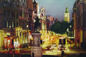 Reproduction oil paintings - Our Originals - A Busy Whitehall Street - London, England