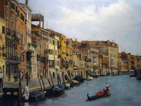 A Canal View In Venice. The painting by Our Originals