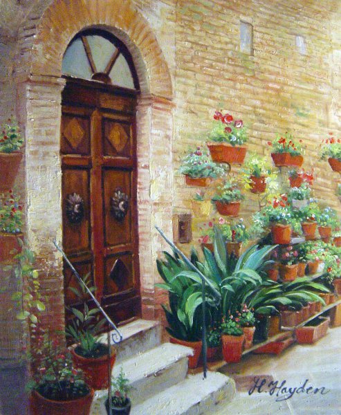 A Charming Doorway In Tuscany. The painting by Our Originals