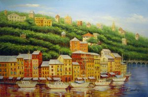 Our Originals, A European Harbor At Sunrise, Painting on canvas