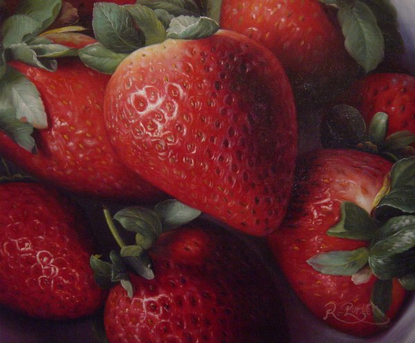 A Gorgeous Array Of Red Strawberries. The painting by Our Originals