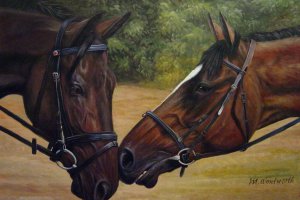 Famous paintings of Horses-Equestrian: A Pair Of Buddies
