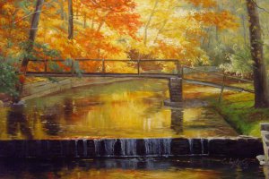 Famous paintings of Waterfront: A Peaceful Autumn Stream