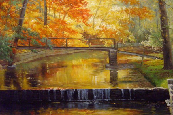 A Peaceful Autumn Stream. The painting by Our Originals