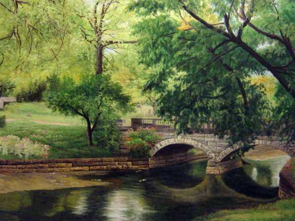 A Picturesque Stone Bridge. The painting by Our Originals