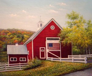 Our Originals, A Red Barn In The Country, Painting on canvas