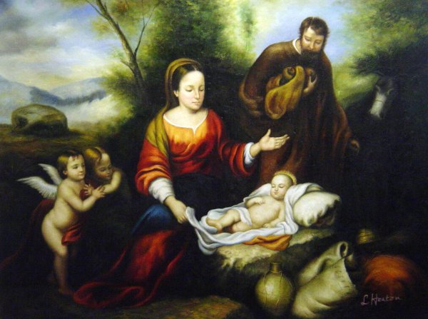 A Rest On The Flight Into Egypt. The painting by Our Originals