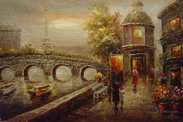 A Scenic View Of The Eiffel Tower. The painting by Our Originals