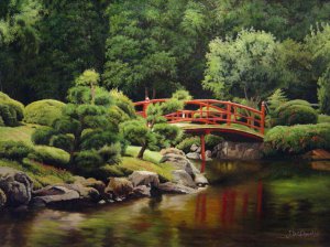 Famous paintings of Waterfront: A Serene Japanese Garden