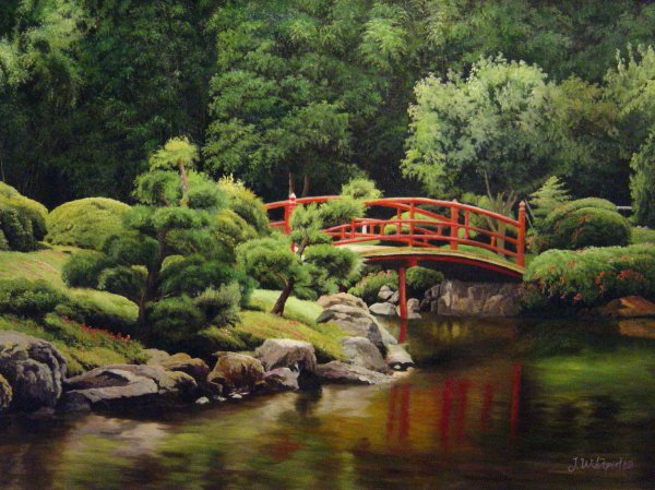 A Serene Japanese Garden. The painting by Our Originals