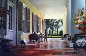 Famous paintings of House Scenes: A Southern Plantation Porch