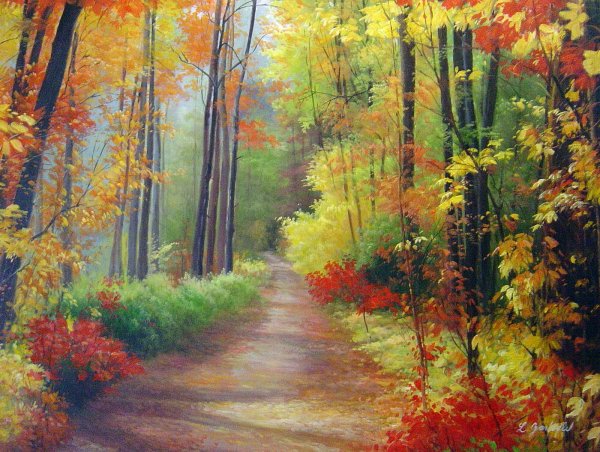 A Stroll Among The Exquisite Fall Foliage Art Reproduction