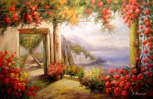 Famous paintings of Waterfront: A Stroll Among The Floral Paradise