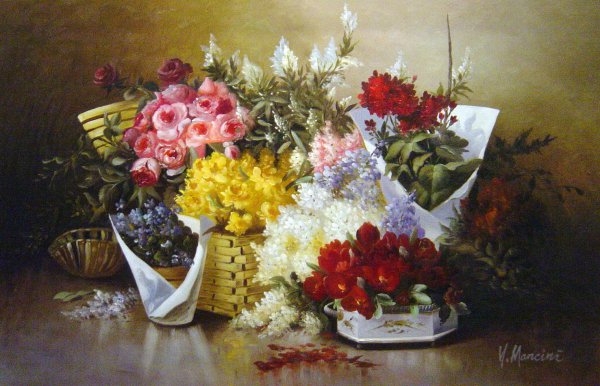 A Floral Still Life. The painting by Abbott Fuller Graves