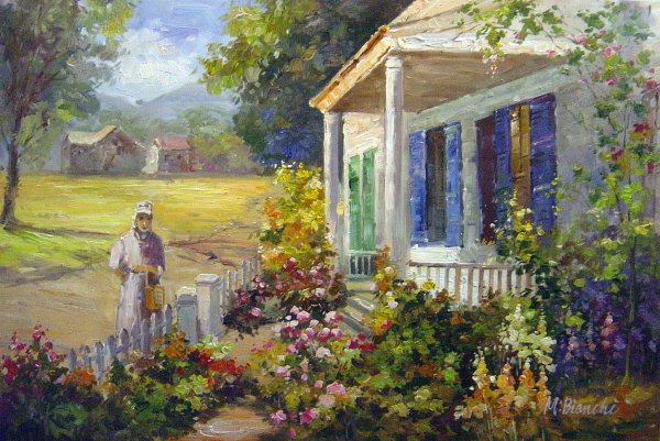A Summer Garden. The painting by Abbott Fuller Graves