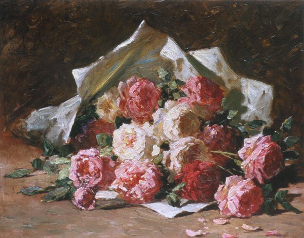 Bouquet of Roses. The painting by Abbott Fuller Graves