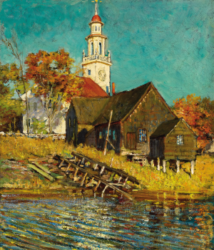 Abbott Fuller Graves, Church, Kennebunkport, Maine, Painting on canvas